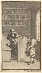 Hudibras og advokaten Sytten små illustrationer til Samuel Butlers Hudibras, nr..., 1721-26.