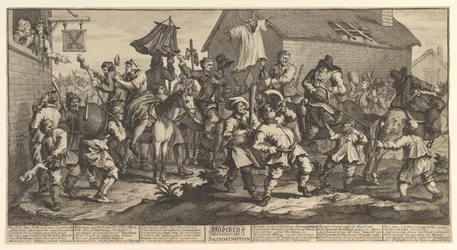 Hudibras and the Skimmington Tolv store illustrationer for Samuel Butlers H..., februar 1725-26.