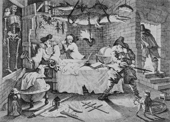Hudibras slår Sidrophel og hans mand Whachum, fra "Hudibras" af Samuel Butler