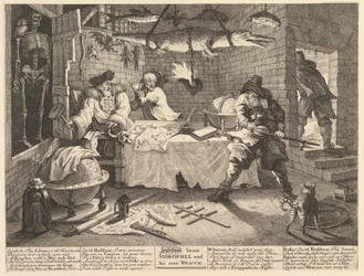 Hudibras slår Sidrophel og hans mand Whacum Twelve Large Illustrations for Sa..., februar 1725-26.