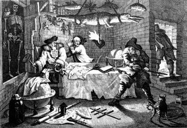 Illustration fra digtet Hudibras, af Samuel Butler, 1726.