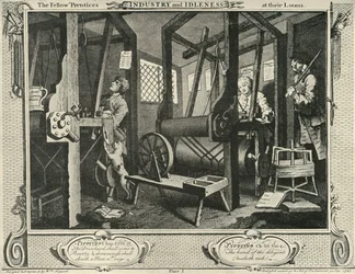 Interiør af et væverværksted, 1747, 1925.