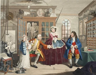 Ægteskab a la Mode, Plade III, The Inspection, illustration fra 