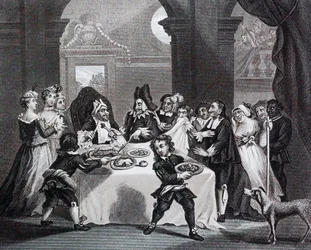 Sancho ved festen, udsultet af sin læge af William Hogarth