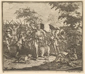 Mødet med Talgol og Magnano Sytten små illustrationer for Samuel Butler..., 1721-26.