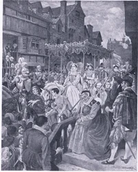 Queen Marys statsindtog i Edinburgh 1561, fra Cassells History of the British People udgivet af Waverley Book Company, ca. 1950