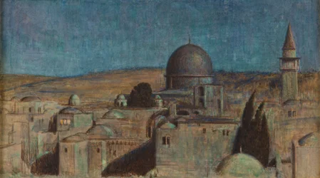 Den hellige by: The Mosque As Sakrah by Moonlight, ca. 1854 (akvarel på papir)