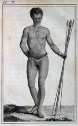 Khoikhoi man (Hottentot), fra Travels of Le Vaillant ind i de indre dele af Afrika via Kap det Gode Håb, i årene 1783