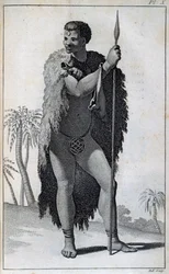 Khoikhoi man (Hottentot), fra Travels of Le Vaillant ind i de indre dele af Afrika via Kap det Gode Håb, i årene 1783