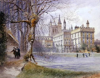 New College from the College Gardens (akvarel over blyant)