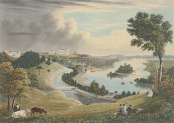 Richmond: Fra bakken over vandværket, udgivet 1834.
