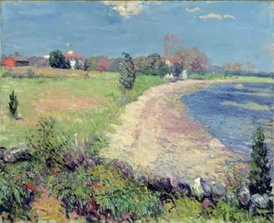 Curving Beach, New England (olie på lærred)