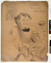 Dink in his Studio, ca. 1895 (grafit og trækul på bristol-plade)