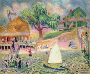 The Green Beach Cottage, Belport, Long Island (olie)