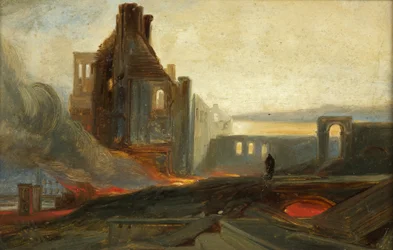 Bristol Riots: Ruins of Warehouses in Prince Street, ca. 1831 (olie på papir)
