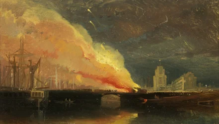 Bristol Riots: The Burning of the Tol-Houses on Prince Street Bridge med St Mary Redcliffe