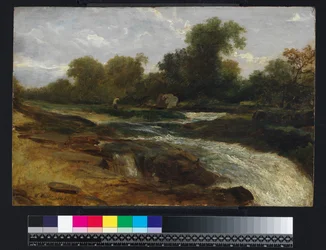 Flodlandskab med en lystfisker, 1842