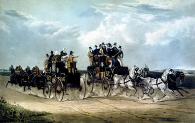 Brighton Day Mails passerer over Hockward Common, graveret af Charles Hunt