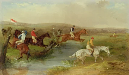 Steeplechasing: The Brook (olie på lærred)