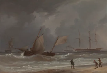 En Lugger kører i land i kuling