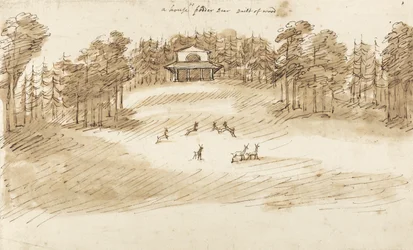 Deer Park (pen og blæk med vask på papir)