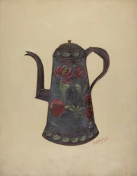 Toleware kaffekande, ca. 1936.