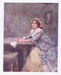 Hans dejlige datter, smukkere i sine tårer (farve litho)