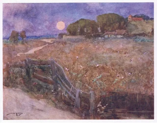 Den anstændige kirke, der ikke topper den nærliggende bakke (farve litho)