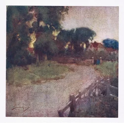 Der hvor et par revne buske stedet afslører, landsbyens prædikanter beskeden palæ rose (farve litho)