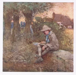 Disse sunde sportsgrene, der prydede den fredelige scene (farve litho)