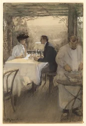 Blandt arborerne ved Père Lapins var der blevet dækket et bord til dem