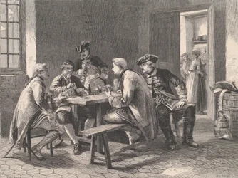Soldiers Playing at Cards, fra Illustrated London News, 4. maj 1861
