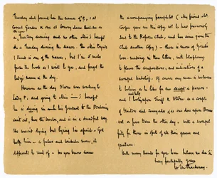 Brev fra William Makepeace Thackery til TW Gibbs, 12. september 1851.