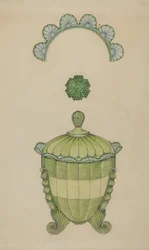 Sukkerskål af overtrukket glas, 1936.
