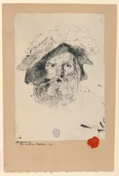 Tegning, Hoved af en skægget mand, 1872-78