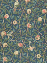 Tapetdesign «Fugl og granatæble», trykt af John Henry Dearle (1860-1932), 1926