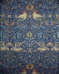 Fugle. Dekorativt stof, 1878.