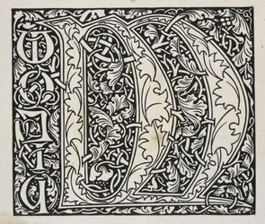 Initial, sort og hvid
