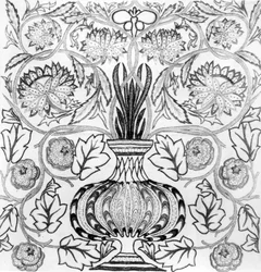 “Blomsterkrukken”, broderet panel tegnet af William Morris (1834-96) og udført af May Morris