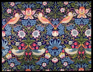 Jordbærtyven, tekstil designet af William Morris, 1883
