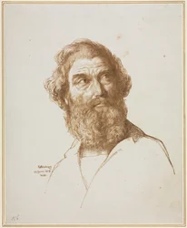 Hoved af en skægget mand, der stirrer til venstre, 1859.