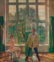 Selvportræt med model, c1905, c1932.