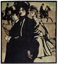 Aristocrats at the races, London - i "" Types of London"", af William Nicholson (1872-1949), red. Floury