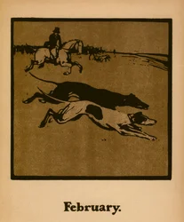 Coursing (februar), c.1898 (Color Litho)