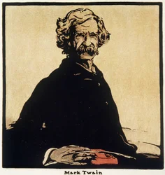 Portræt af Mark Twain (1835-1910) amerikansk forfatter - tegning af William Nicholson (1872-1949)