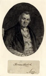 Portræt af Thomas Bewick (blæk på papir (klæbet på papir))
