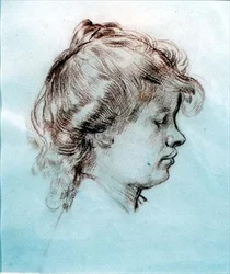 Portræt af Ida Nettleship, hustru til Augustus John (rødkridt)