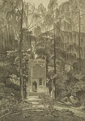 Udsigt til kapellet i haven på Strawberry Hill, graveret af Godfrey, 1784