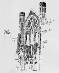 Østfronten af St. Stephens Chapel, som den så ud efter branden i 1834, c1897