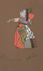 Queen of Hearts kostumedesign til Alice-in-Wonderland.